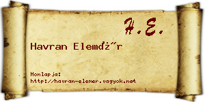Havran Elemér névjegykártya